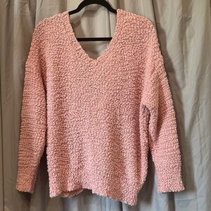 Cozy Pink V-Neck Sweater